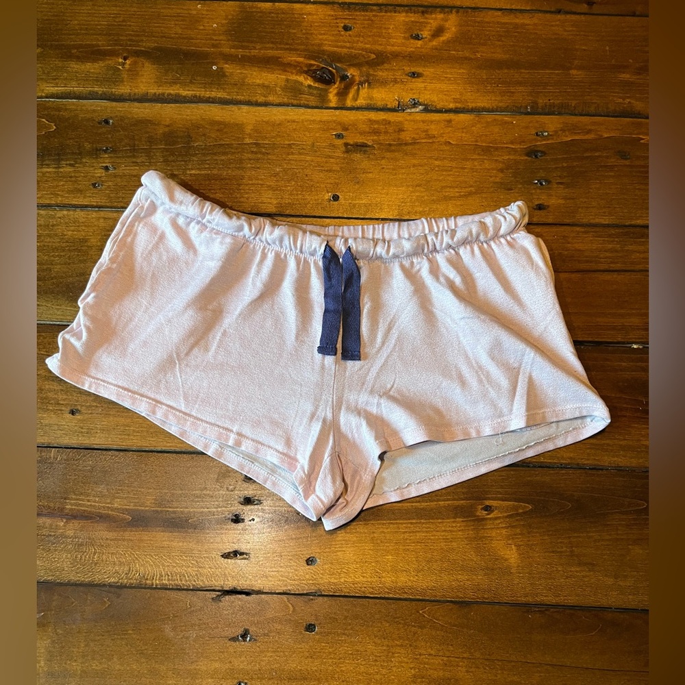 Secret Treasures Light Pink Lounge Shorts with Navy Drawstring